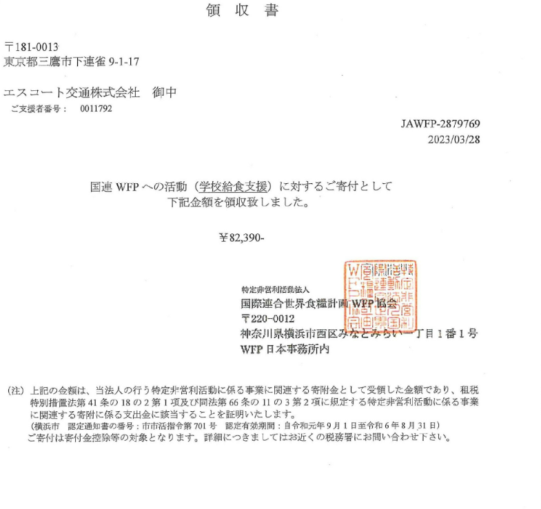 レッドカップキャンペーン令和5年3月分を寄付致しました！